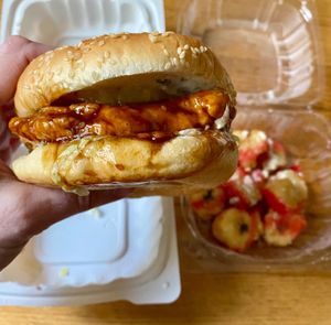 Hawaiian Chick’n Sandwich  at Vuture Food in San Pedro