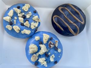   Cookie Monster and chocolate caramel donuts   at Plantyful Sweets in San Antonio