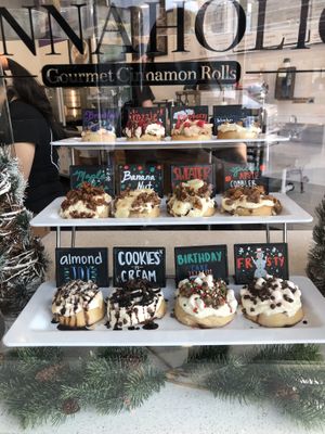 Cinnamon roll display   at Cinnaholic in San Antonio
