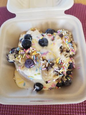 Blueberry sprinkles cookie dough at Cinnaholic in San Antonio