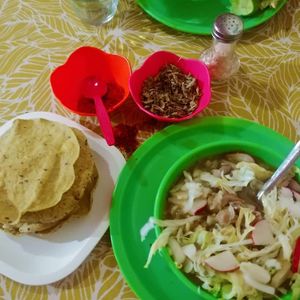 Pozole verde at Cenaduria Nutri Organic in Celaya