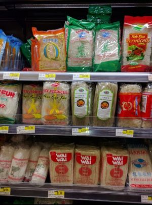 Sampling of pastas and noodles available  at HMart in Frederick
