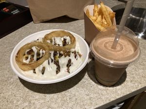 Big smoke, fries and choc milkshake   at Burger Plant in Dunedin