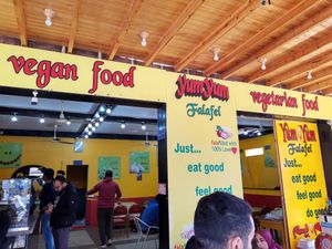 Street view/outdoor seating area at Yum Yum Falafel in Dahab