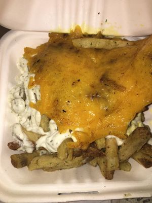 cheddar bacon ranch fries $5.95 at Evolution Fast Food in San Diego