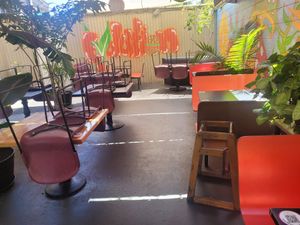 Patio at Evolution Fast Food in San Diego