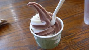 soft serve twist ice cream at Evolution Fast Food in San Diego