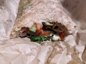 Grilled veggie wrap at Evolution Fast Food in San Diego