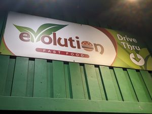 Street side at Evolution Fast Food in San Diego