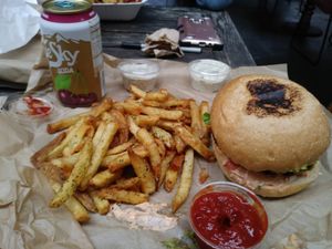Black Bean Burger at Evolution Fast Food in San Diego