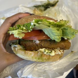 chicken pesto sandwich!  at Evolution Fast Food in San Diego