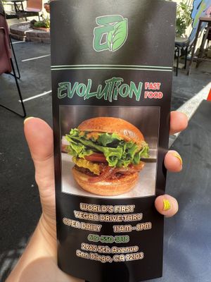 Menu  at Evolution Fast Food in San Diego