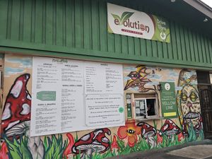 A huge variety of foods. at Evolution Fast Food in San Diego