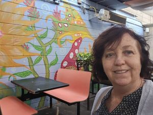 Cozy patio at Evolution Fast Food in San Diego