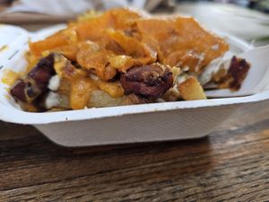 Bacon ranch fries at Evolution Fast Food in San Diego