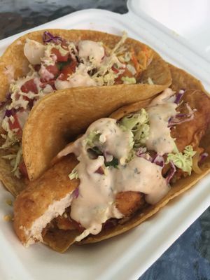 Fish tacos at Evolution Fast Food in San Diego