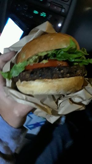 nom nom  at Evolution Fast Food in San Diego