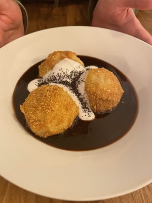 Dumplings with plum jam and poppyseeds  at Pilgrim in Brno