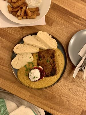 “sviečková” with robi meat and homemade dumplings  at Pilgrim in Brno