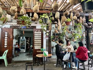 Outside seating area   at Kung's Cafe in Vientiane