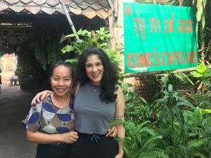 Dan and I. at Kung's Cafe in Vientiane