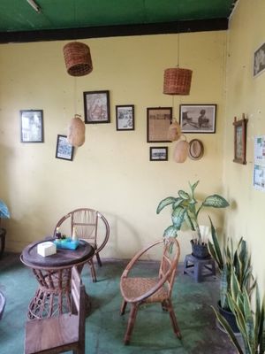 One of the rooms with seating at Kung's Cafe in Vientiane