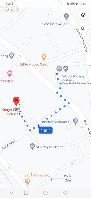 Tuk tuk drivers know Wat Si Muang. Kungs cafe is a short walk from there. at Kung's Cafe in Vientiane