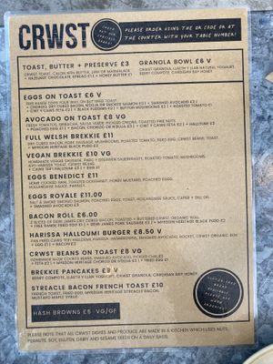 Menu July 2022  at Crwst in Cardigan