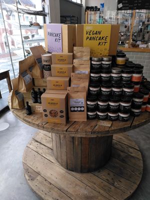 Vegan goodies for sale at Crwst in Cardigan