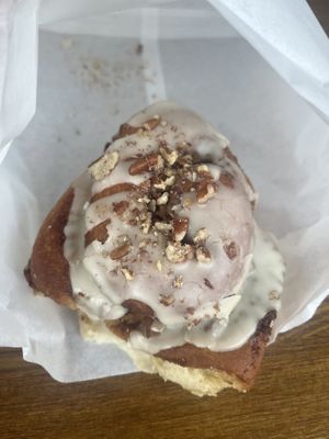 Maple and pecan bun (amazing)  at Crwst in Cardigan