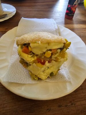 Vegetarian arepa at Coffee Romance in Quito