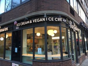 View from corner at Van Leeuwen Ice Cream - 3rd Ave in New York City