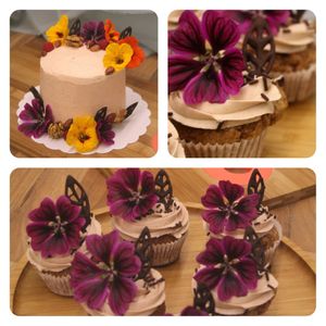 Cupcakes et gâteau fleurs comestibles at L'Insouciance in Wavre