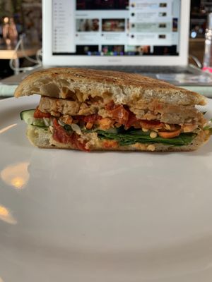 Vegan tempeh sandwich at The Proper Cup in Portland