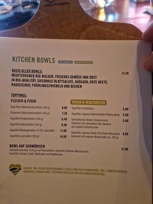 Menu at Kitchen in Esslingen