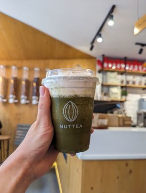 Matcha with cream at NUTTEA - Soho in London