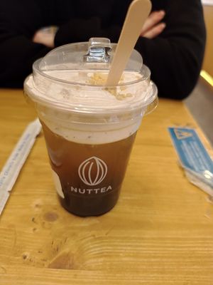 Jasmine green tea with boba and nut cream at NUTTEA - Soho in London