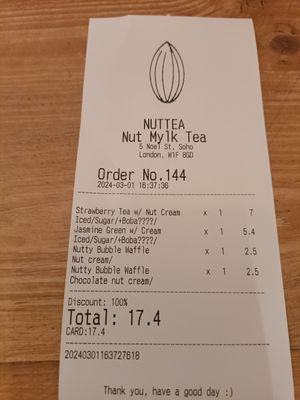 Order at NUTTEA - Soho in London