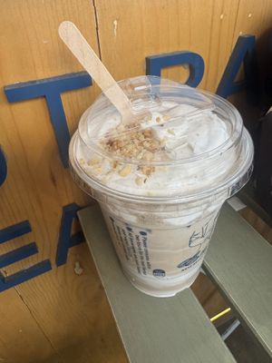 Hojicha with nut cream  at NUTTEA - Soho in London