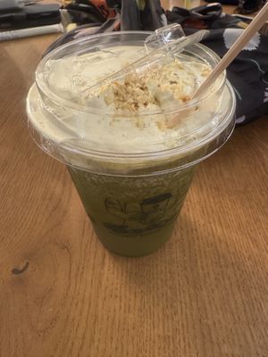 Matcha with pistachio nut cream  at NUTTEA - Soho in London