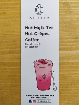 Front of flyer at NUTTEA - Soho in London