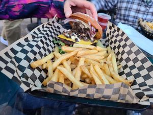 Mushroom burger at The Green Owl Cafe in Madison