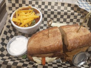 Delicious chili! And sour cream!! at The Green Owl Cafe in Madison
