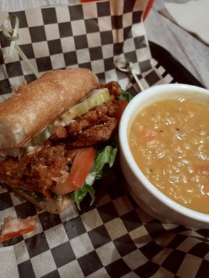 Oyster Mushroom Po' Boy and Soup of the Week at The Green Owl Cafe in Madison