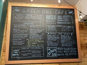 Menu board  at The Green Owl Cafe in Madison