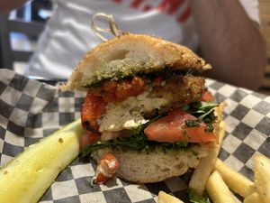 Sandwich of the Week - Tofu Cutlet with Pesto  at The Green Owl Cafe in Madison