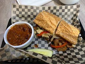 Madison steak with chilli  at The Green Owl Cafe in Madison