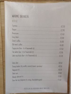 Coffee menu. 24/7/2020 at Postbar in Bruges
