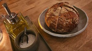 Sourdough bread with olive oil and sea salt at Kale & de Bril in Goes