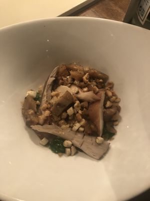 Second course: celeriac cream with mushrooms and chestnuts. at Kale & de Bril in Goes